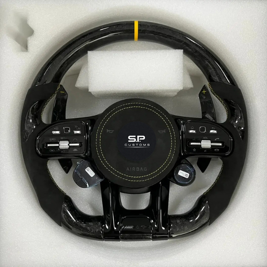 Mercedes-Benz C63 AMG Alcantara/Leather Steering Wheel Brown details