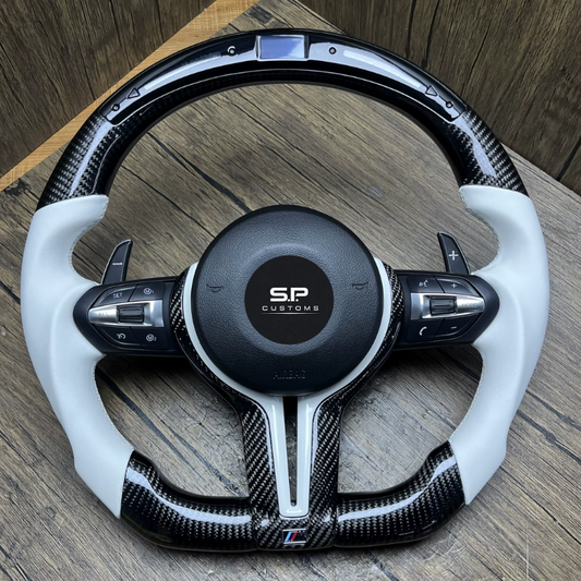 M-Series CarbonGlow LED Steering Wheel – White & Black Edition